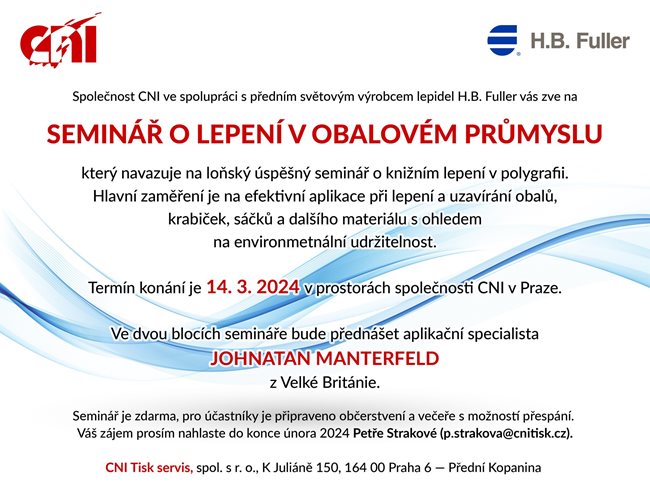 Seminář o lepení v obalovém průmyslu